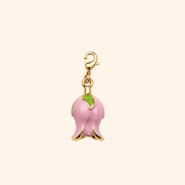 Pink Tulip Charm – Interchangeable Flower Charm Pampille Tulipe Rosée – Charm Fleur Interchangeable