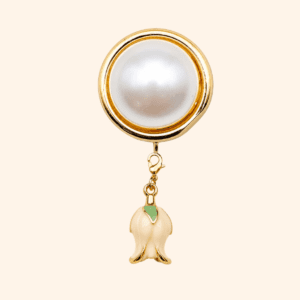 Your paragraph text (2) Bijou de bouton Perle base & sa Pampille Tulipe blanche Interchangeable