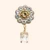 Tu texto de párrafo (3) Bijou de bouton Fleur de Fraisier & sa pampille Cabochon Cristal Blanc Interchangeable