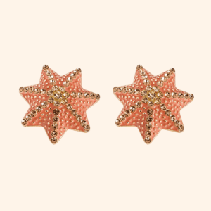 Bijou de bouton Oursin Corail et Strass Champagne