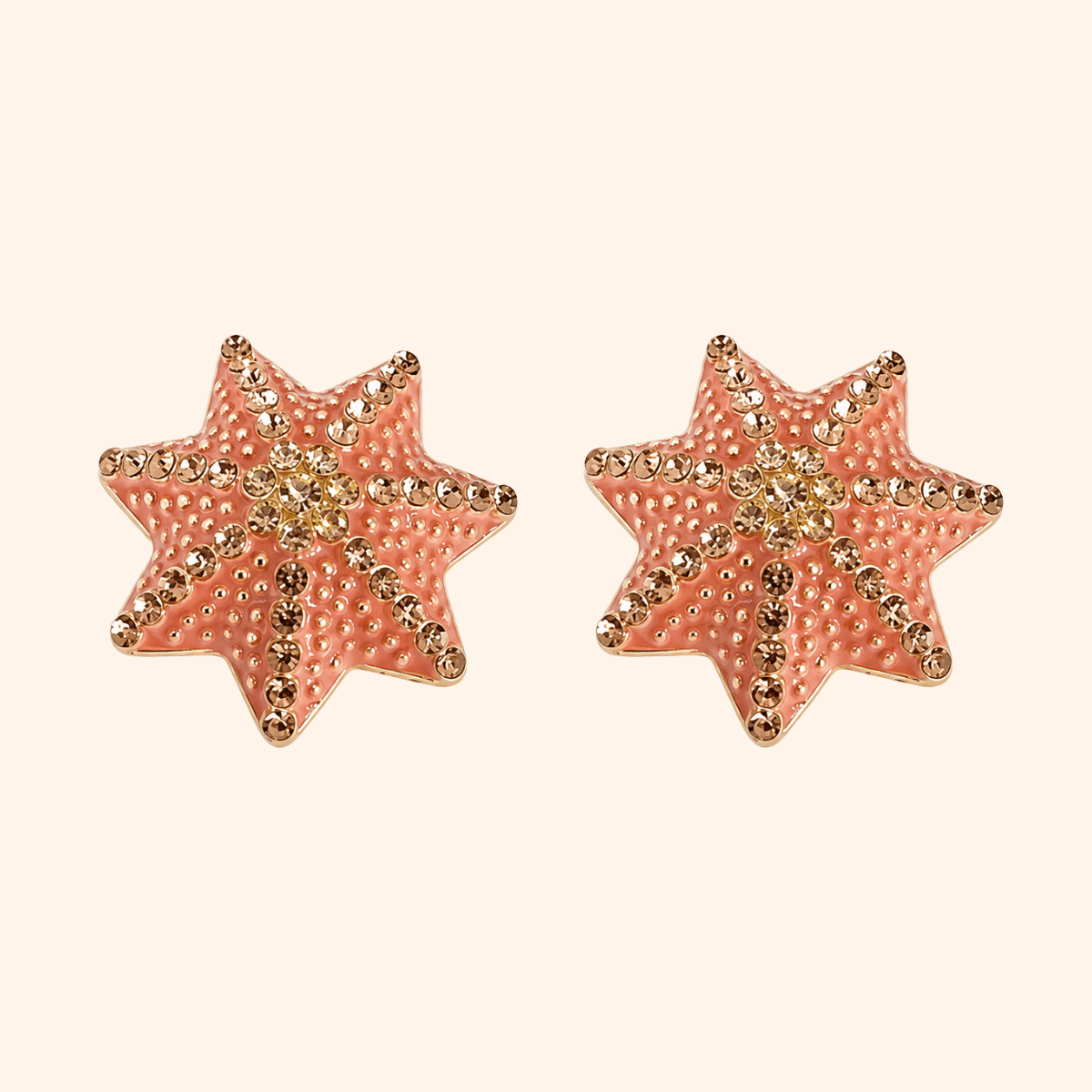 Bijou de bouton Oursin Corail et Strass Champagne