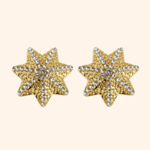 Bijou de bouton Oursin doré et strass cristal