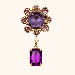 tassel button jewelry Bijou de bouton Violette base & sa Pampille Cabochon violet Interchangeable