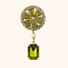 bijoux_de_bouton_tranche de_citron_cabochon_vert_olive Bijou de bouton Tranche de citron & sa pampille cabochon vert olive interchangeable