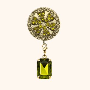 Lemon Slice Olive Green Cabochon Jewelry Bijou de bouton Tranche de citron & sa pampille cabochon vert olive interchangeable