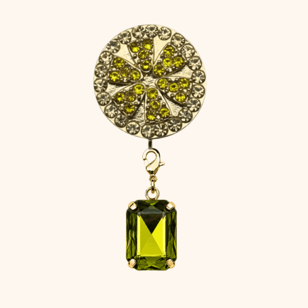 bijoux_de_bouton_tranche de_citron_cabochon_vert_olive Bijou de bouton Tranche de citron & sa pampille cabochon vert olive interchangeable
