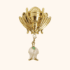 Bijou de bouton maya gold & sa pampille tulipe blanche interchangeable