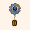 bijoux_de_bouton_base_pampille_cognac Bijou de bouton fleur de fraisier bleu & sa pampille cabochon cognac