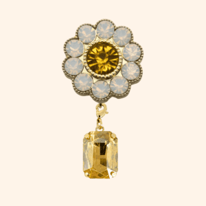 Bijou de bouton fleur de fraisier vintage et sa pampille citrine