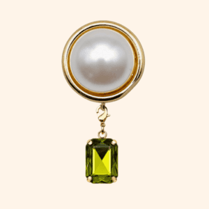 Bijou de bouton Perle base_cabochon_vert_olive Bijou de bouton Perle base & sa Pampille Cabochon interchangeable vert Olive