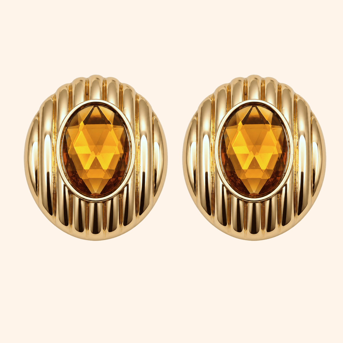 Bijoux de gros bouton XL Léopoldine AMBRE
