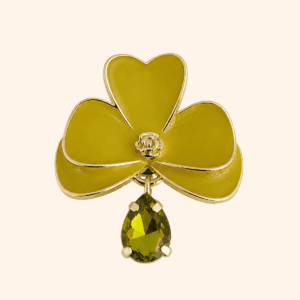 Clip Esmée Verveine & sa pampille olive