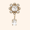 Bijou de bouton CRYSTAL PALACE et sa Pampille Cabochon Cristal Blanc