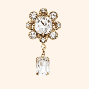Bijou de bouton CRYSTAL PALACE et sa Pampille Cabochon Cristal Blanc