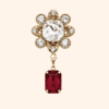 Bijou de bouton CRYSTAL PALACE et sa pampille Cabochon Rouge Grenat