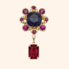 Bijou de bouton NUIT POURPRE et sa Pampille Cabochon Rouge Grenat
