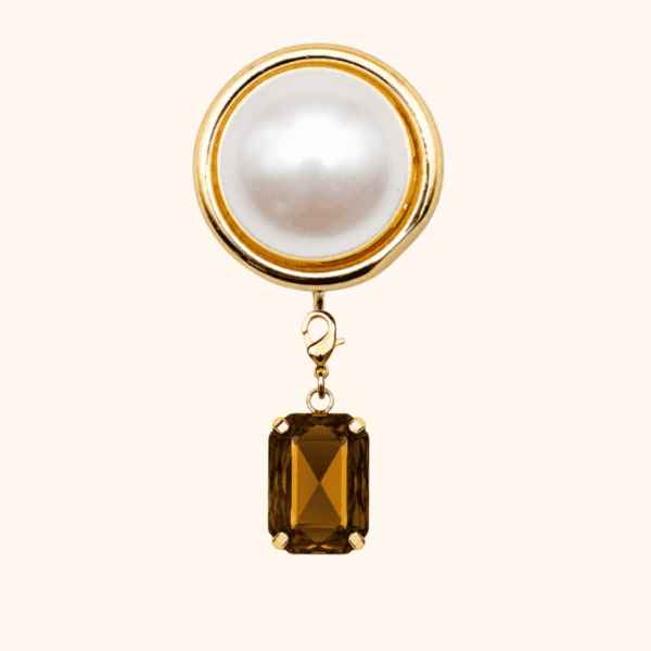 bijoux_de_bouton_perle_pampille_cognac Bijou de bouton Perle base & sa Pampille Cabochon interchangeable Cognac
