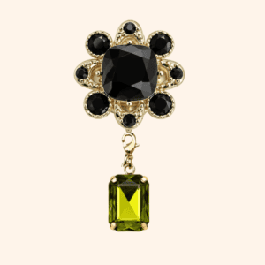 Bijou de bouton ÉCLIPSE NOIRE & Pampille Cabochon VERT OLIVE Bijou de bouton ÉCLIPSE NOIRE & Pampille Cabochon VERT OLIVE