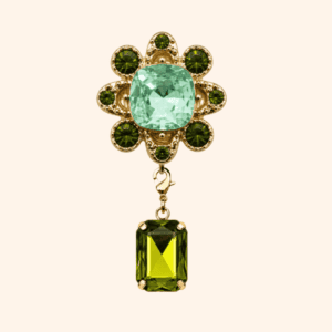 Bijou de bouton Émeraude Botanique & sa Pampille Cabochon interchangeable vert Olive Bijou de bouton Émeraude Botanique & sa Pampille Cabochon interchangeable vert Olive