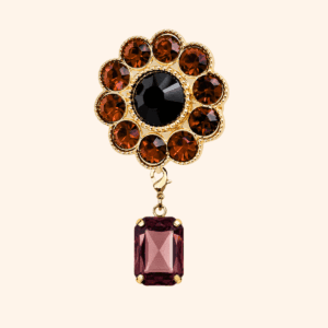 Bijou de bouton Fleur de fraisier MOKA Cuivré & sa Pampille Cabochon AMARANTE Bijou de bouton Fleur de fraisier MOKA Cuivré & sa Pampille Cabochon AMARANTE
