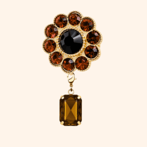 Bijou de bouton Fleur de fraisier MOKA Cuivré & sa Pampille Cabochon interchangeable COGNAC Bijou de bouton Fleur de fraisier MOKA Cuivré & sa Pampille Cabochon interchangeable COGNAC